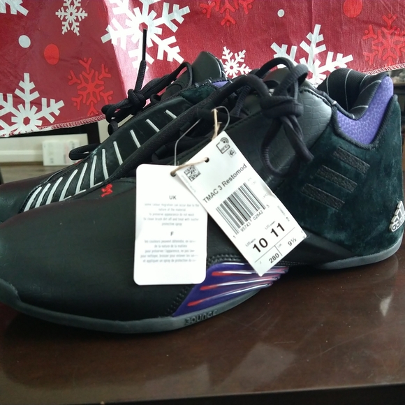 Sz 10 Adidas TMAC 3 Restomod Raptors Black Purple Mens Basketball Shoe GY2394 - Picture 5 of 9